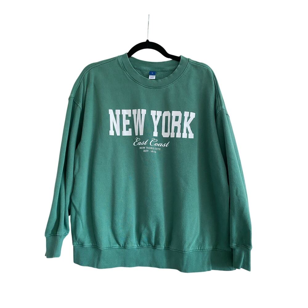 Old Navy Green Crewneck New York Graphic Sweatshirt Size Medium